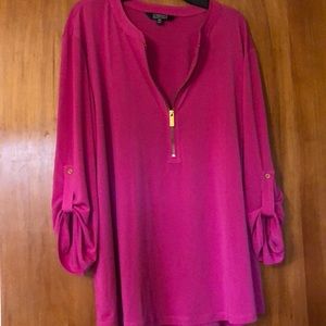 Pink blouse with gold zipper